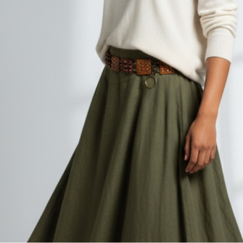 Brown and Brass Studded Slouchy Chain Belt